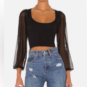Free People Intimately Lost in Love Seamless Sheer Sleeve Top